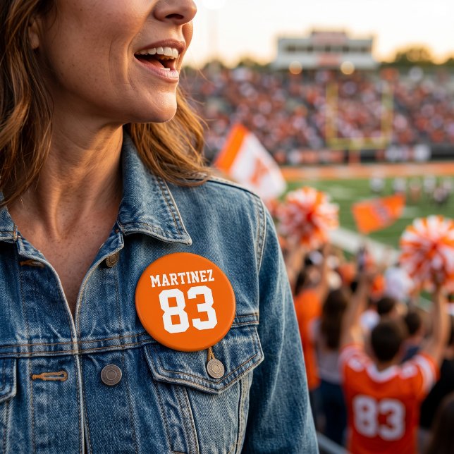 Orange och Vita Idrottsmannen Namn Jersey-nummer Knapp (Skapare uppladdad)