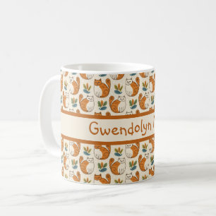 Orange och vita katter Naiv konststil färgblock Kaffemugg