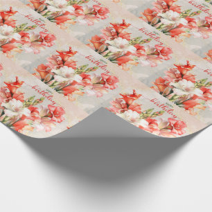 Orange och Vita Lilies Grattis på födelsedagen Presentpapper