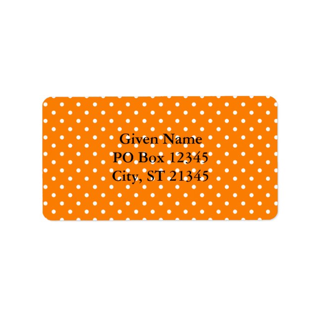 Orange och vita prickar adressetikett (Framsidan)