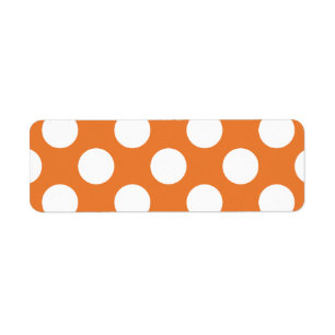 Orange och vita prickar returadress etikett