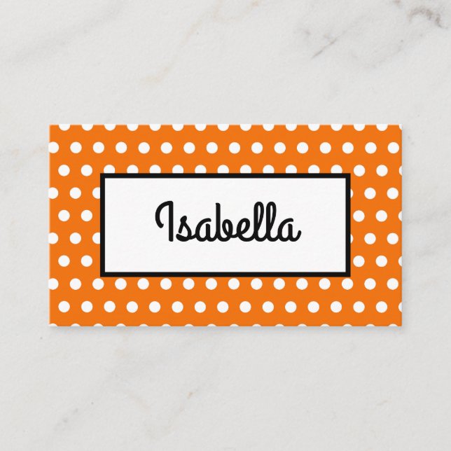 Orange och vita prickar Thanksgiving Placeringskort (Framsida)