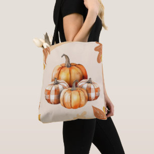 Orange och vita pumpor Play Brown Halloween Tygkasse