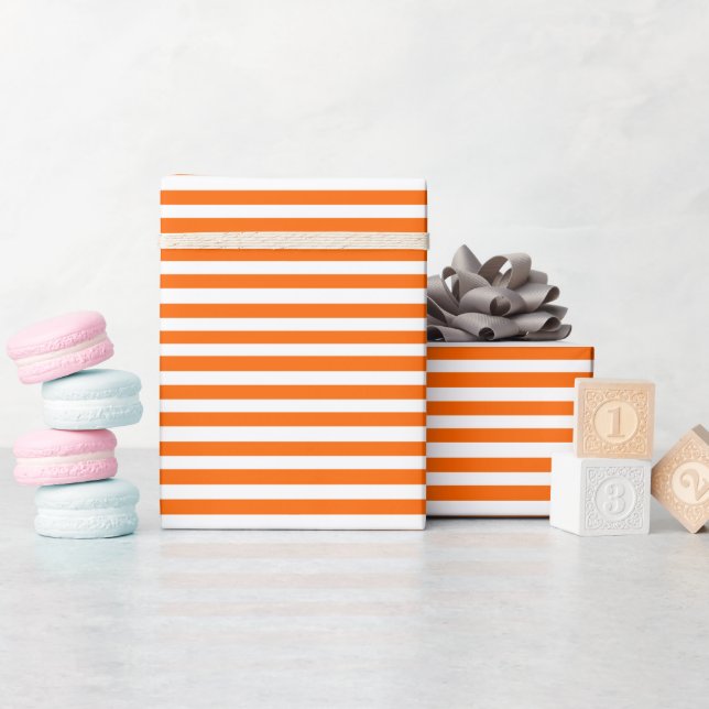 Orange och Vita Rand Presentpapper (Baby Shower)