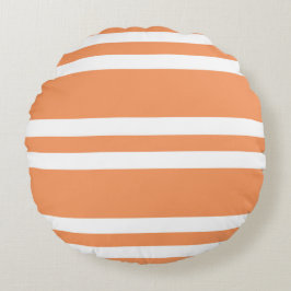 Orange och Vita Rand Rund Kudde