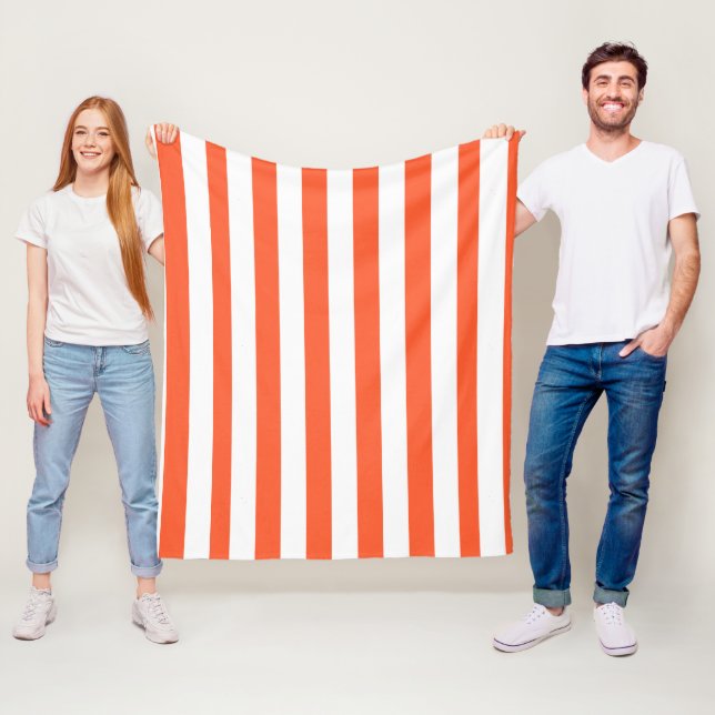 Orange och vita ränder  fleecefilt (På plats)