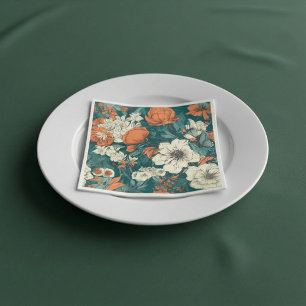 Orange och vita sommarblommor Napkins Pappersservett