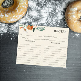 Orange- och vitblommor - Ivory Recept Card