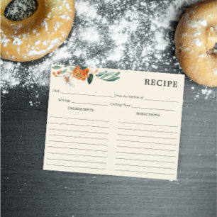 Orange- och vitblommor - Ivory Recept Card