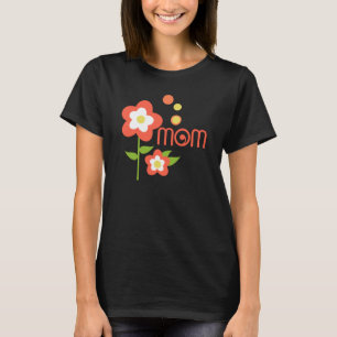 Orange och vitblommor med Polka dots Mamma Tee Shirt