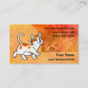 Orange- och vitkattvisitkort - brännhet orange visitkort