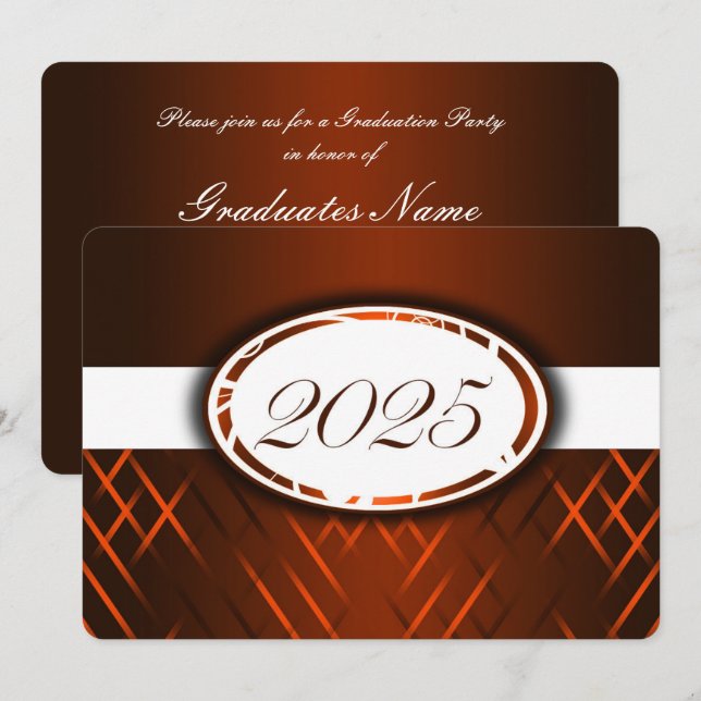 Orange och vitklass 2025 Party Inbjudningar (Fram/baksida)