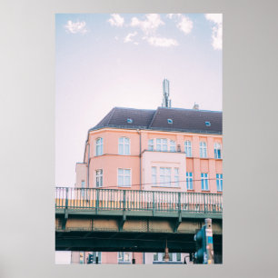 ORANGE OCH VITKONCRET BYGGNAD POSTER