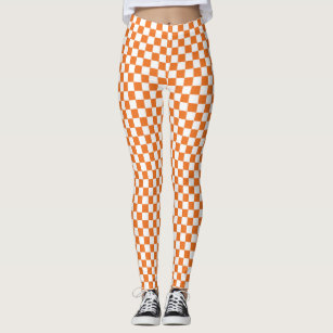 Orange och vitkontroll leggings