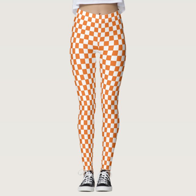 Orange och vitkontroll leggings (Framsida)