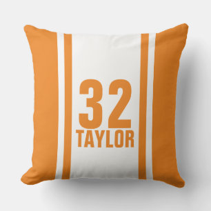 Orange och vitstrimlad sport Jersey Dekorativ kudd Kudde