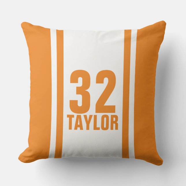 Orange och vitstrimlad sport Jersey Dekorativ kudd Kudde (Framsida)
