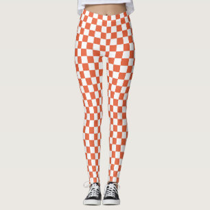 Orange- och vitstyrda spandex-lager leggings