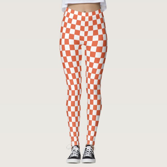 Orange- och vitstyrda spandex-lager leggings (Framsida)