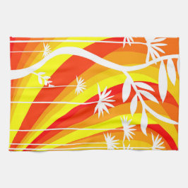 Orange och vitt botaniskt kökshandduk