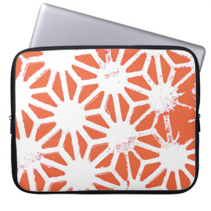 Orange och vitt geometriskt mönster laptop fodral