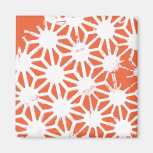 Orange och vitt geometriskt mönster magnet