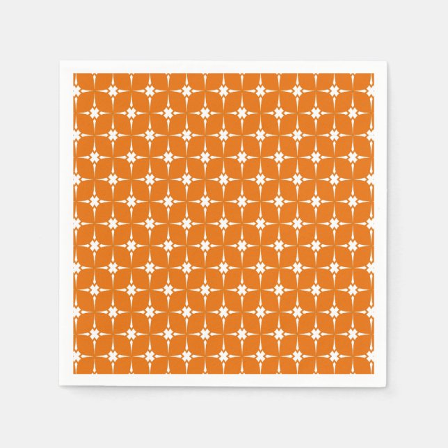 Orange Och Vitt Mönstrat Pappersservett (Framsidan)