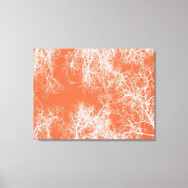 Orange och vitt silhuetterat träd canvastryck (Framsida)