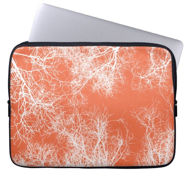 Orange och vitt silhuetterat träd laptop fodral (Framsidan)