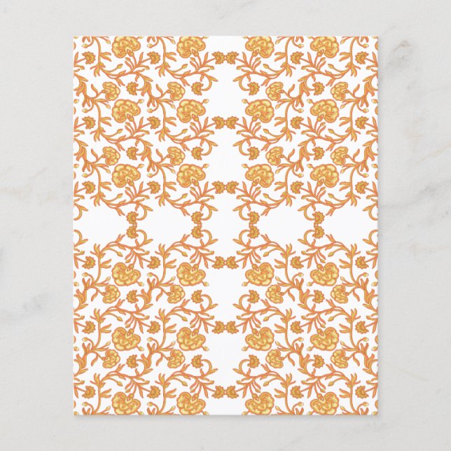 orange och vitt tapet med blommigt flygblad (Framsidan)