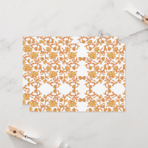 orange och vitt tapet med blommigt inbjudningar