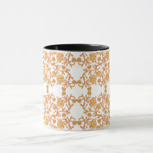 orange och vitt tapet med blommigt mugg