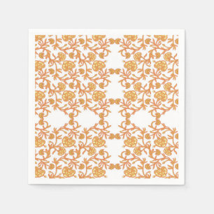 orange och vitt tapet med blommigt pappersservett