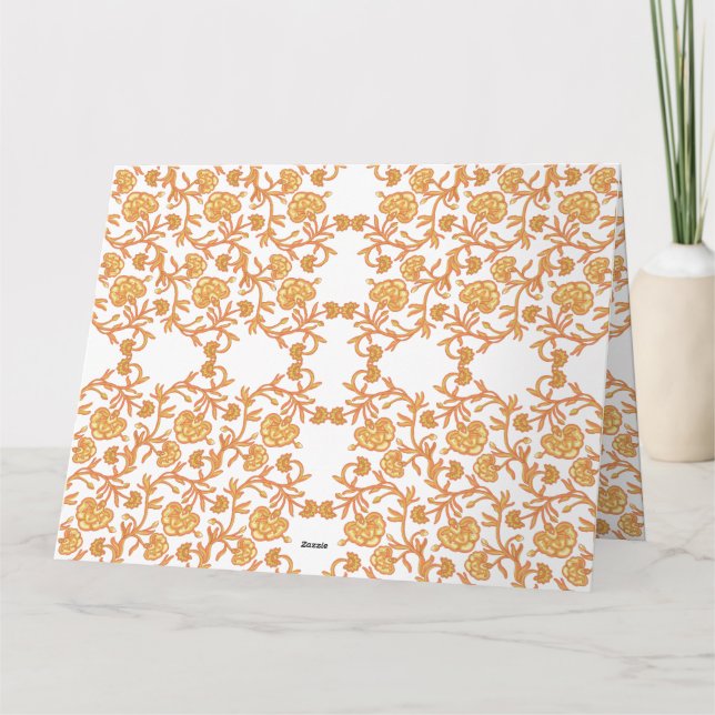 orange och vitt tapet med blommigt tack kort (Baksida)