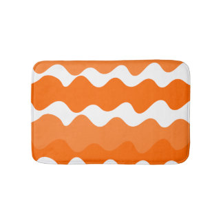 Orange och vitt vågrät vinkarare mönster badrumsmatta