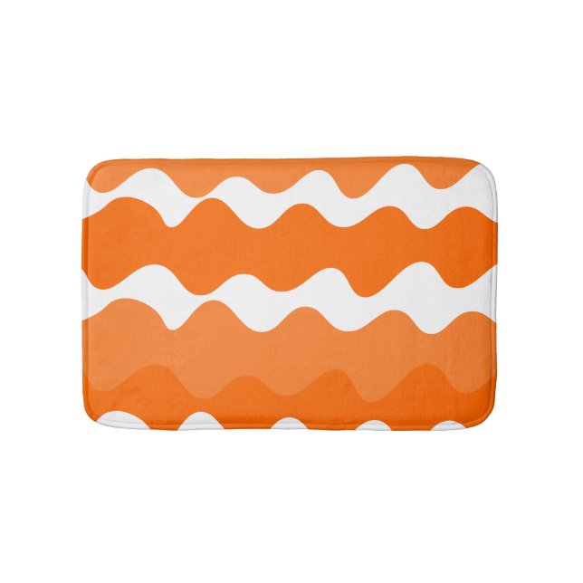 Orange och vitt vågrät vinkarare mönster badrumsmatta (Framsidan)