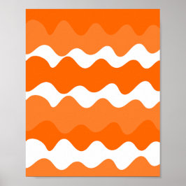 Orange och vitt vågrät vinkarare mönster poster