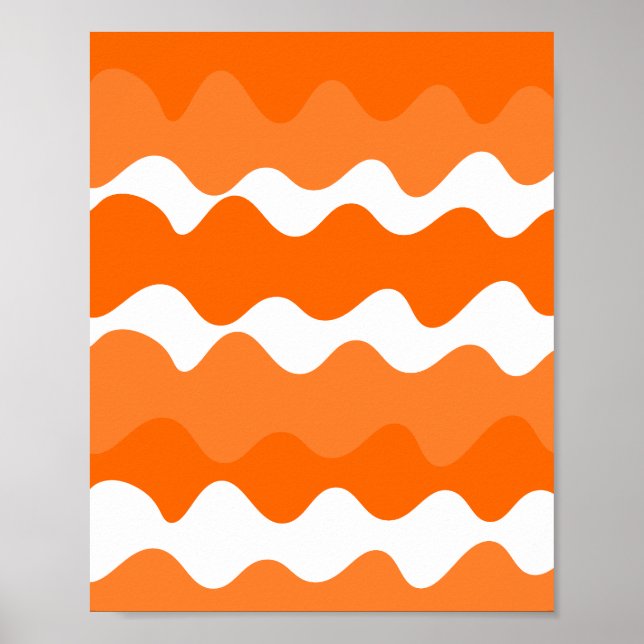Orange och vitt vågrät vinkarare mönster poster (Framsidan)