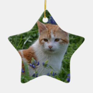 Orange- och vitTabby Julgransprydnad Keramik