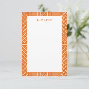 Orange och White Chinoiserie Bamboo Mönster Tack Kort