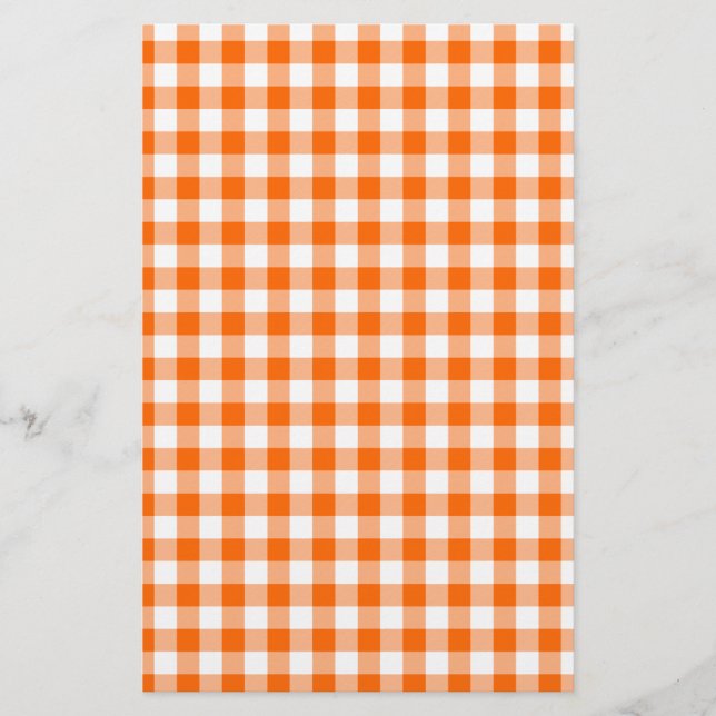 Orange och White Gingham Brevpapper (Framsida)