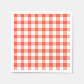 Orange och White Gingham Check Mönster Pappersservett