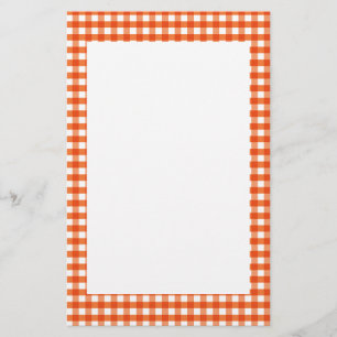 Orange och White Gingham Mönster Brevpapper