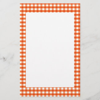 Orange och White Gingham Mönster Brevpapper