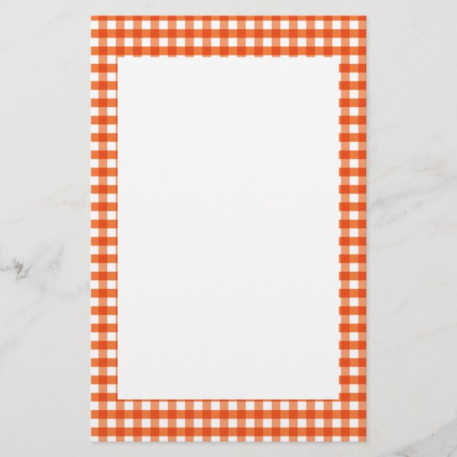 Orange och White Gingham Mönster Brevpapper (Framsida)