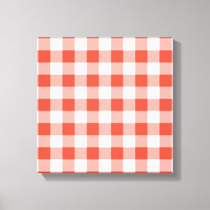 Orange och White Gingham Mönster Canvastryck