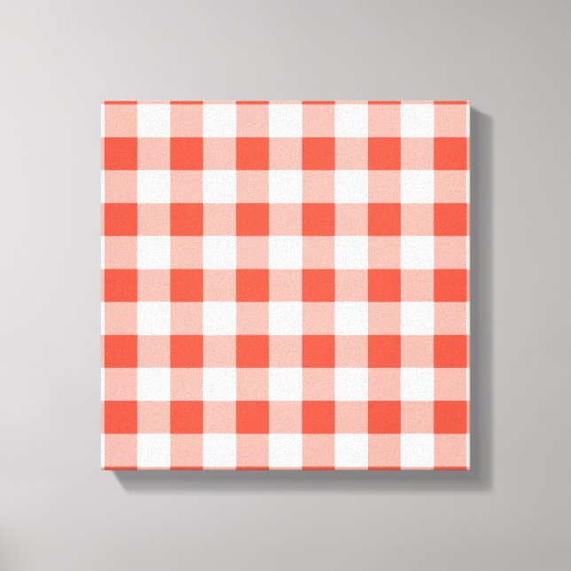Orange och White Gingham Mönster Canvastryck (Framsida)