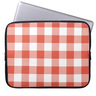 Orange och White Gingham Mönster Laptop Sleeve