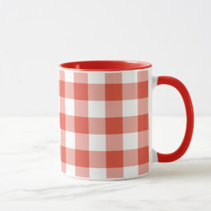 Orange och White Gingham Mönster Mugg