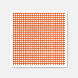 Orange och White Gingham Mönster Pappersservett